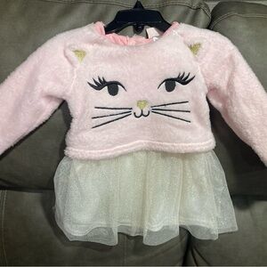 Cute Pink Cat Face Toddler Dress